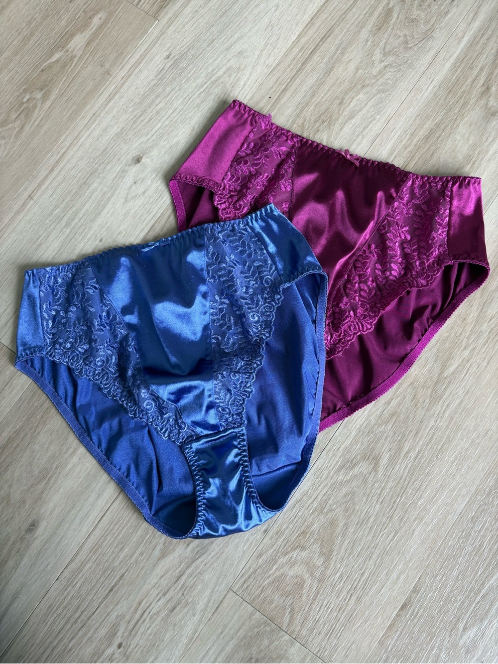 2 for 1 Fuchsia And Blue Floral High Waisted Brief Panties Size: 8 & 9